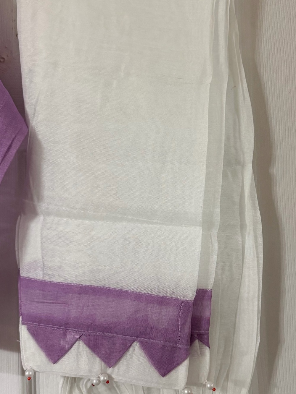 Girls Purple Embroidered Pajama Set with White Scarf - Picture 6 of 7